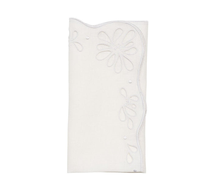 Bloom Napkin in White Set of 4 by Kim Seybert at Fig Linens and Home 1