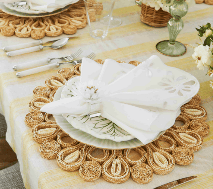 Bloom Napkin in White Set of 4 by Kim Seybert at Fig Linens and Home 4