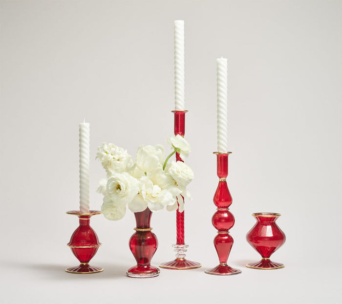 Blossom Candle Holder in Ruby Kim Seybert - Fig Linens and Home Lifestyle Image