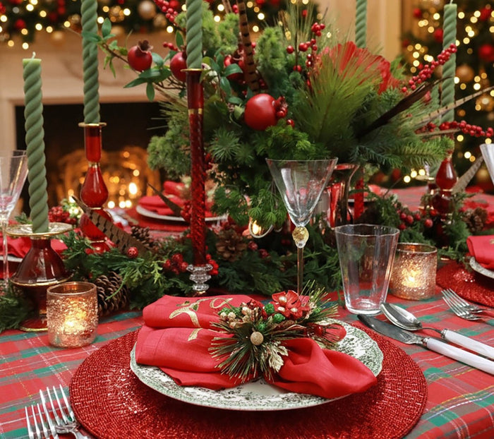 Blossom Candle Holder in Ruby Red by Kim Seybert at Fig Linens and Home - Lifestyle
