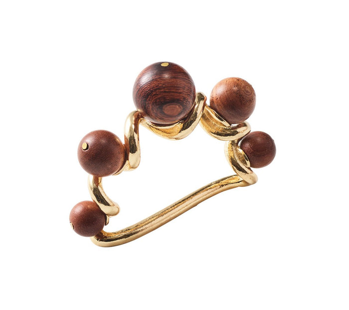 Bois Napkin Ring in Brown & Gold Set of 4 by Kim Seybert at Fig Linens and Home - View 1