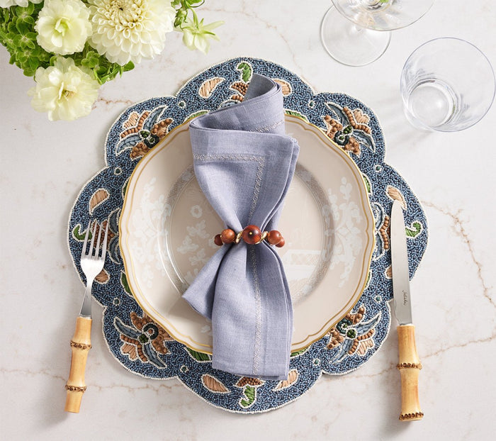 Bois Napkin Ring in Brown & Gold Set of 4 by Kim Seybert at Fig Linens and Home - Lifestyle View 1