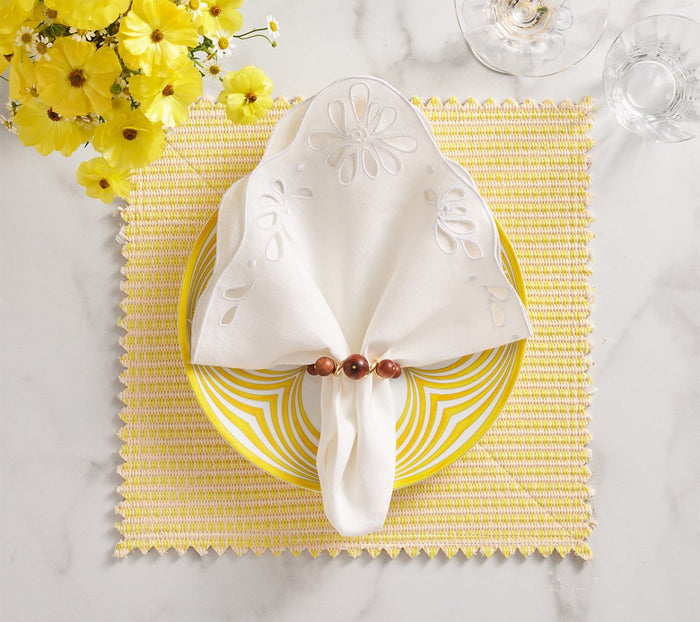 Bois Napkin Ring in Brown & Gold Set of 4 by Kim Seybert at Fig Linens and Home - Lifestyle View 3