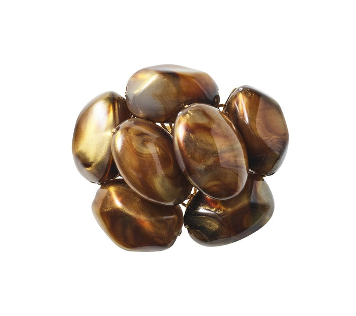 Bonton Napkin Ring in Brown & Gold, Set of 4 Kim Seybert at Fig Linens and Home 2