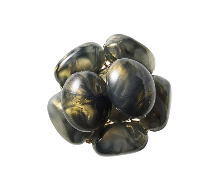 Bonton Napkin Ring in Gray & Gold, Set of 4 Kim Seybert at Fig Linens and Home - View 2