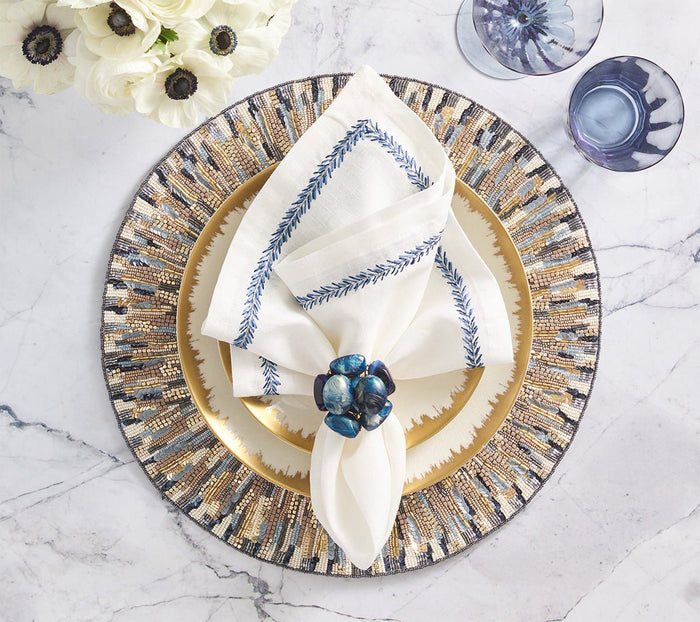 Kim Seybert Bonton Napkin Rings in Navy Blue and Gold | Fig Linens and Home