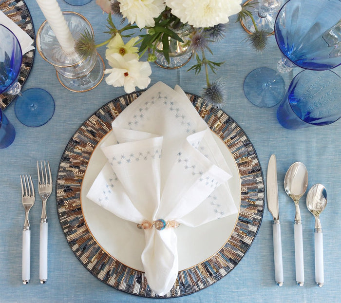 Borealis Napkin Ring in Iridescent & Champagne, Set of 4 Kim Seybert at Fig Linens and Home 6