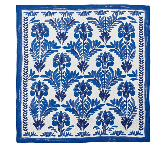 Botanica Napkin in Ivory & Navy, Set of 4 by Kim Seybert Ivory/Navy 21"L x 21"W x 0.1"H at FIG LINENS AND HOME 4