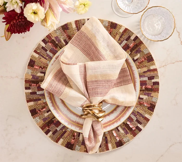 Broad Stripe Brown/White Napkin Detail 2 | Kim Seybert at Fig Linens and Home