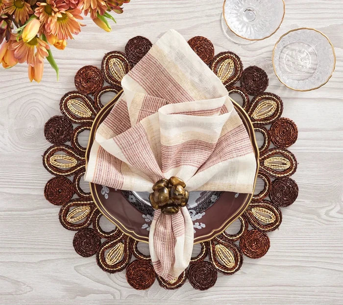 Broad Stripe Brown/White Napkin Detail 3 | Kim Seybert at Fig Linens and Home