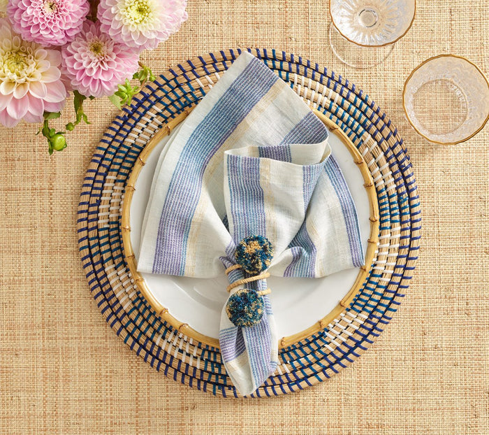 Broad Stripe Napkins in Blue & White by Kim Seybert at Fig Linens and Home 3