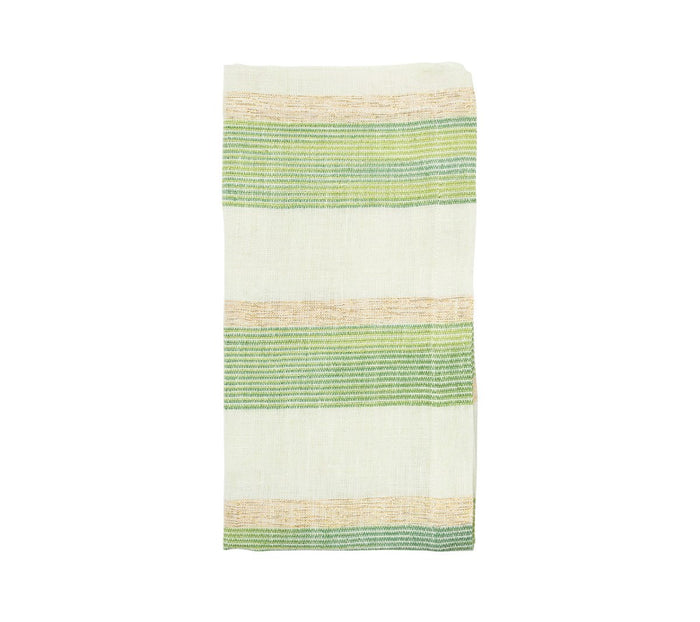 Broad Stripe Napkins in Green & White by Kim Seybert at Fig Linens and Home - View 1