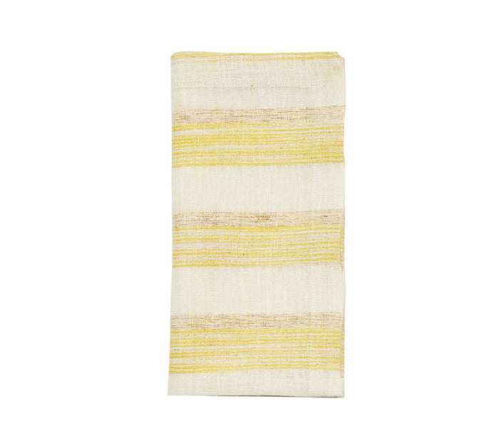 Broad Stripe Napkins in Yellow & White by Kim Seybert at Fig Linens and Home - View 1