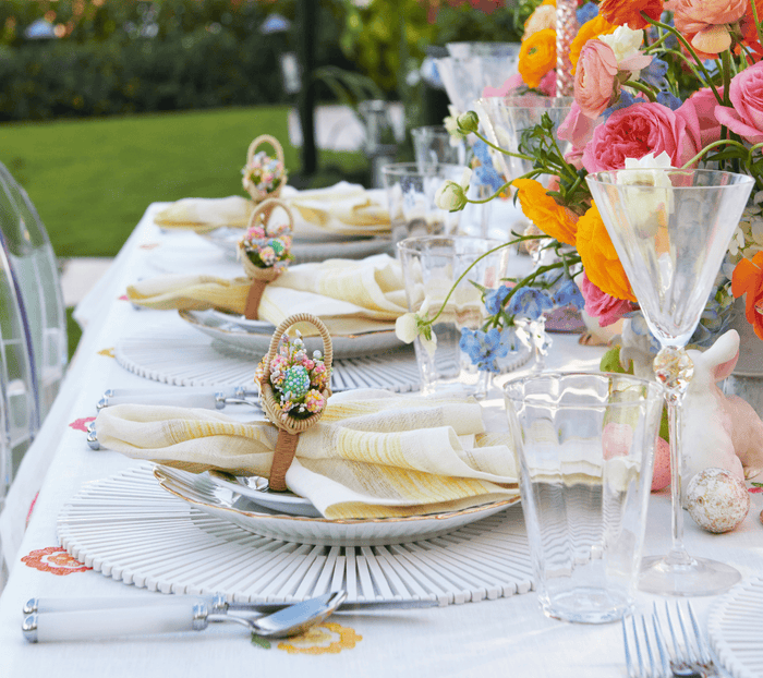 Broad Stripe Napkins in Yellow & White by Kim Seybert at Fig Linens and Home - View 4