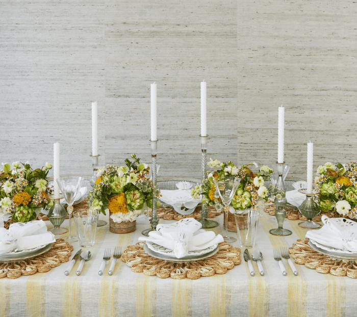 Broad Stripe Tablecloth in Yellow & White by Kim Seybert at Fig Linens and Home 2