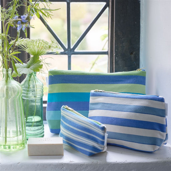 Burlington Stripe Cobalt Toiletry Bag - Designers Guild at Fig Linens and Home 156
