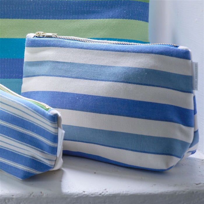 Burlington Stripe Cobalt Toiletry Bag - Designers Guild at Fig Linens and Home 157