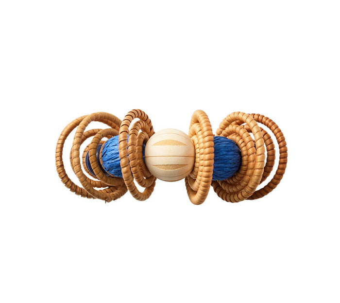 Calypso Napkin Ring in Natural & Blue Set of 4 by Kim Seybert - 2