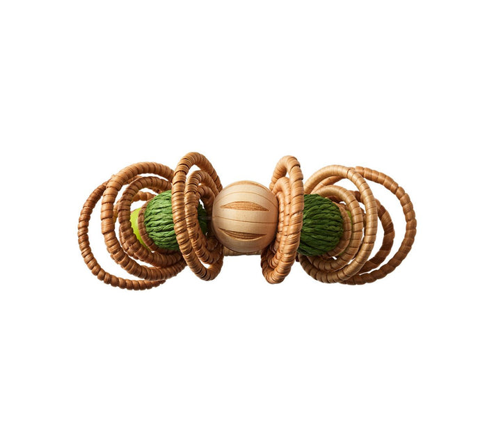 Calypso Napkin Ring in Natural & Green Set of 4 by Kim Seybert at Fig Linens and Home 1
