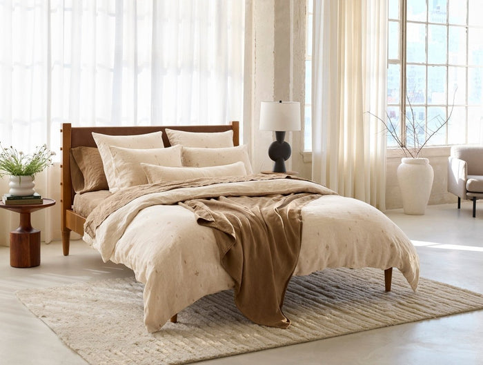 Coyuchi Cambria Embroidered Organic Linen Natural Chambray Bedding at Fig Linens and Home 2