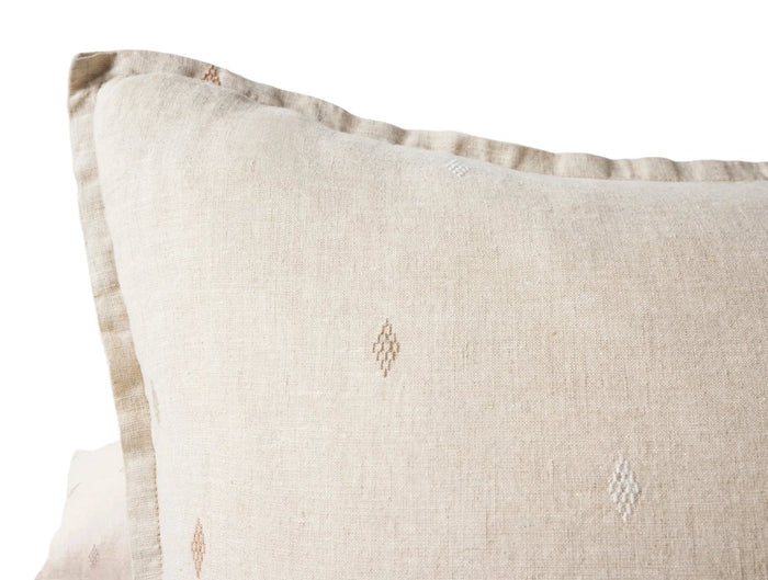 Sham Detail - Coyuchi Cambria Embroidered Organic Linen Natural Chambray at Fig Linens and Home 2