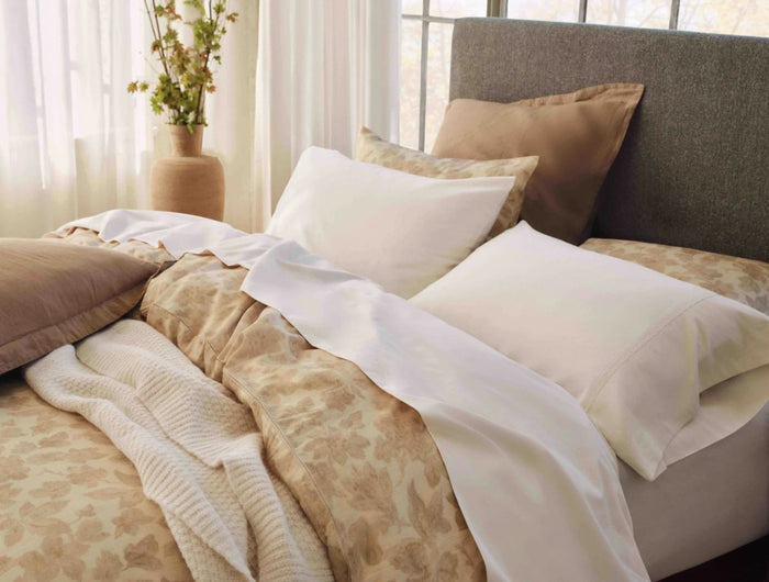 Camellia Amber Organic Print Duvet Covers by Coyuchi at Fig Linens and Home - Lifestyle 3