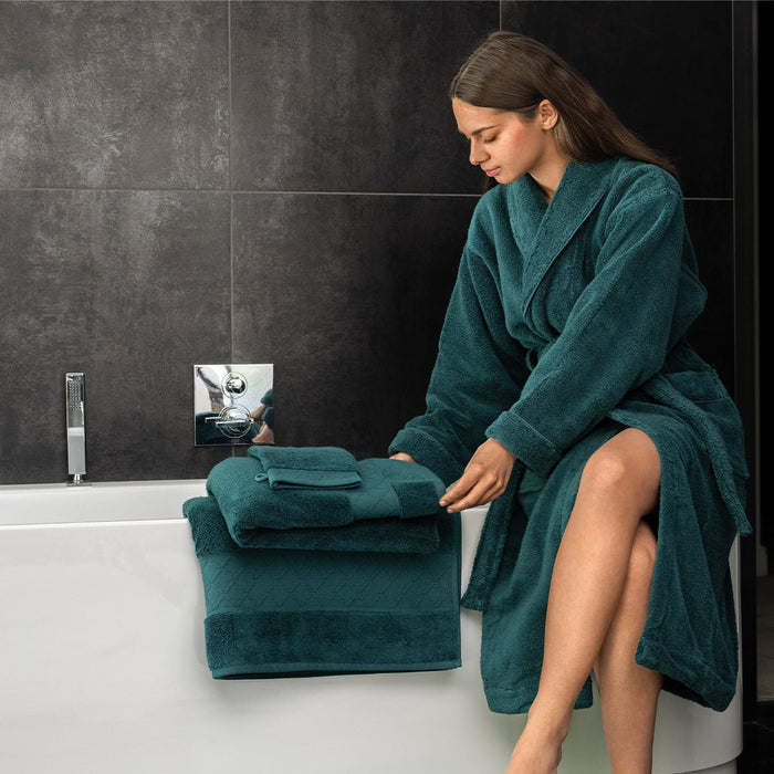 Caresse Dark Green Robe by Le Jacquard Francais at Fig linens and Home - Lifestyle