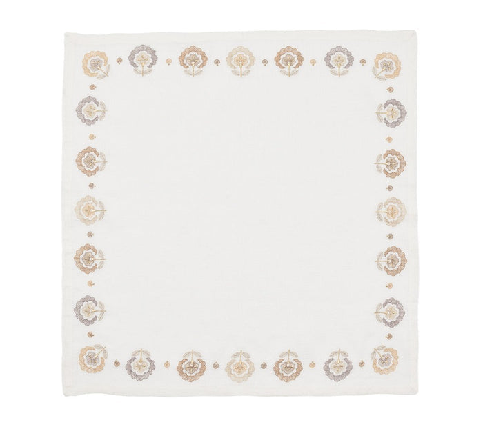 Carnation Napkin in White, Natural & Gray by Kim Seybert WHITE/NATURAL/GRAY 21"L x 21"W x 0.1"H - Set of 4 Napkins at FIG LINENS AND HOME 2