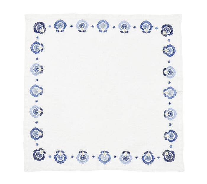 Carnation Napkins in White & Blue by Kim Seybert at Fig Linens and Home - View 4