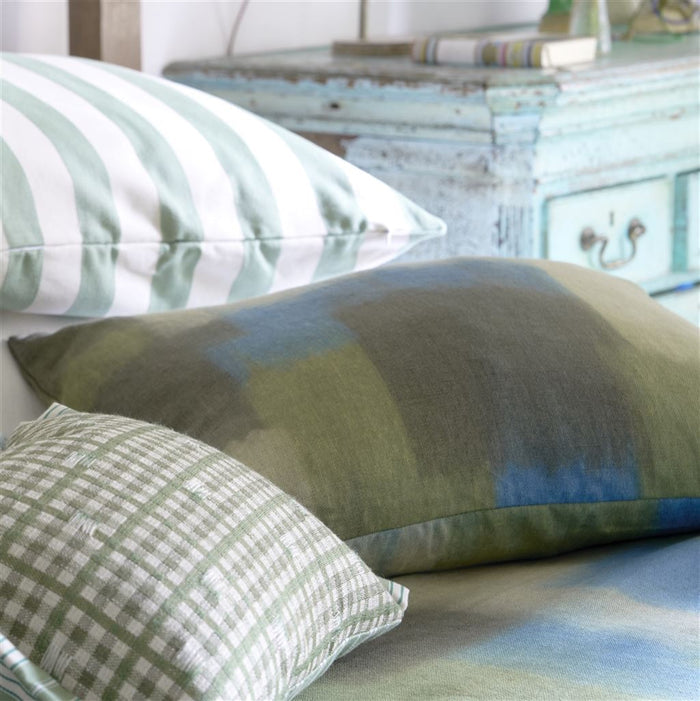 Carres Ombres Moss Decorative Pillow - Designers Guild at Fig Linens and Home 36