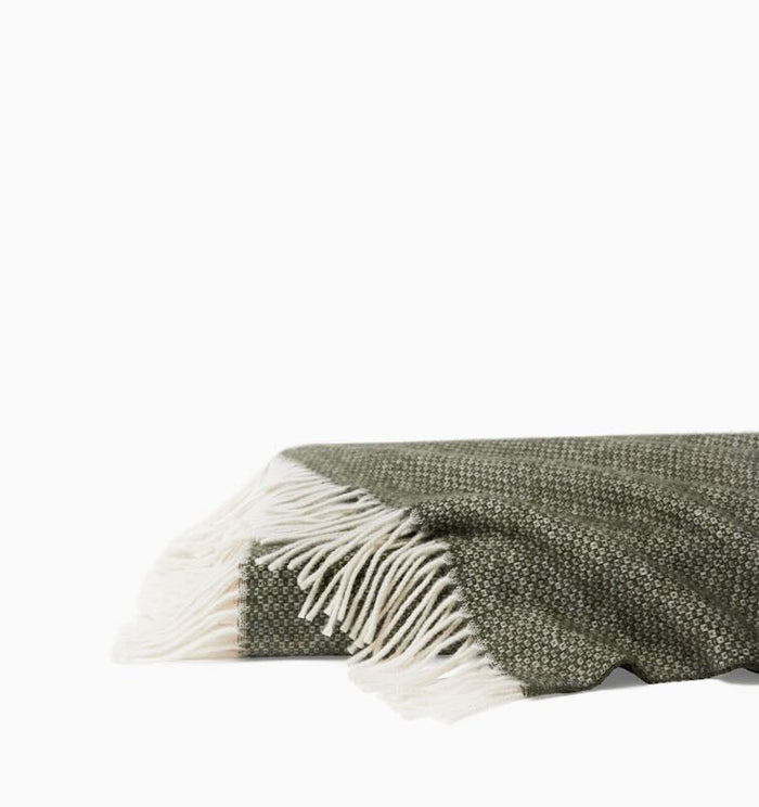Sferra Linens Cervino Wool & Cashsmere Throw Blanket 51X70" Forest at Fig Linens and Home