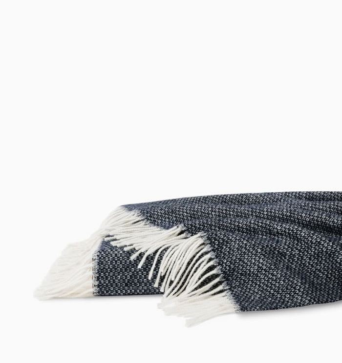 Sferra Linens Cervino Wool & Cashsmere Throw Blanket 51X70" Navy at Fig Linens and Home