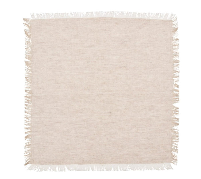Chambray Fringe Napkin in Natural by Kim Seybert at Fig Linens and Home - Open Flat View
