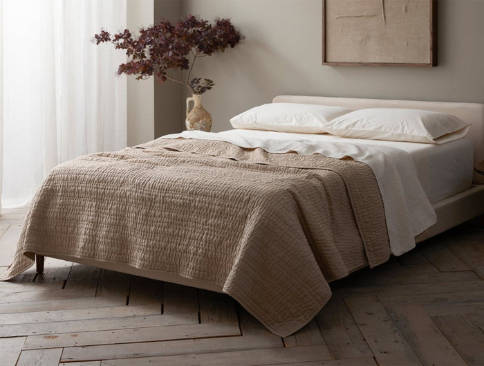 Channel Handstitched Organic Quilted Coverlets by Coyuchi - Hazel Chambray at Fig Linens and Home 2