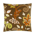 Charisma Pillow in Brown - front view, intricate floral design in warm brown tones by D.V. KAP Home