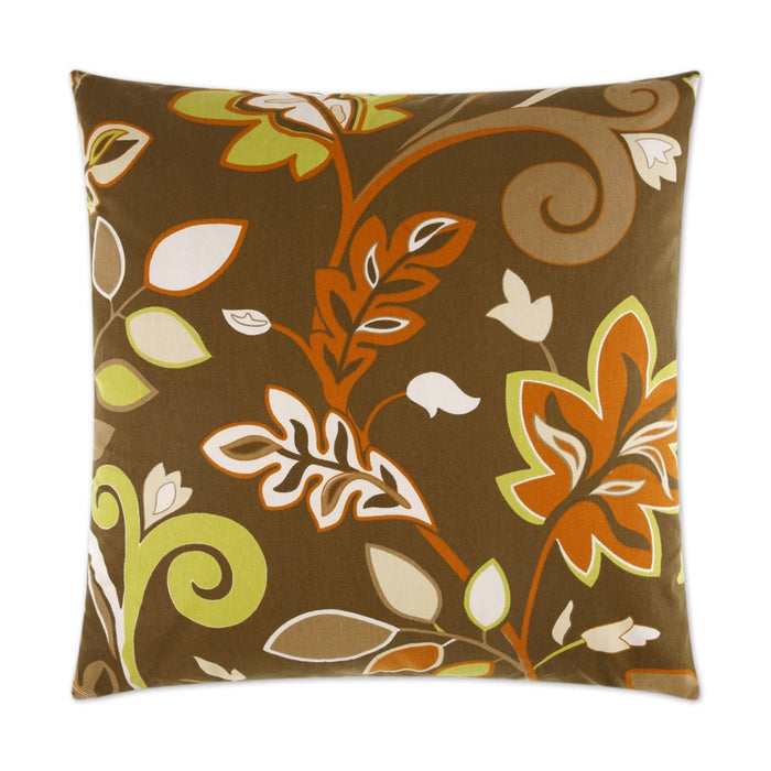 Charisma Pillow in Brown - front view, intricate floral design in warm brown tones by D.V. KAP Home