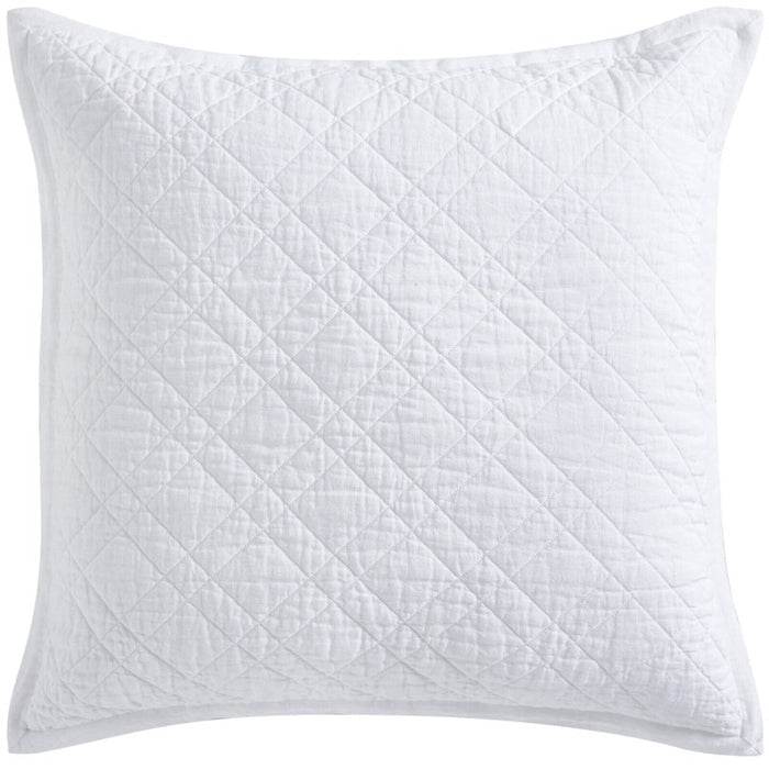 Chloe European Linen Diamond Coverlet Sham by Orchids Lux Home - White Euro Sham
