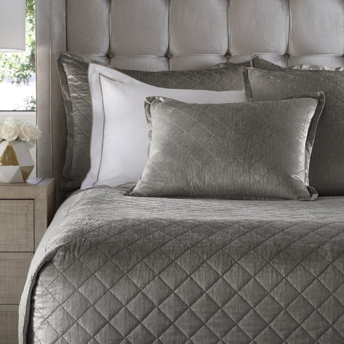 Coverlets - Chloe Steel Velvet Quilt by Lili Alessandra at Fig Linens and Home