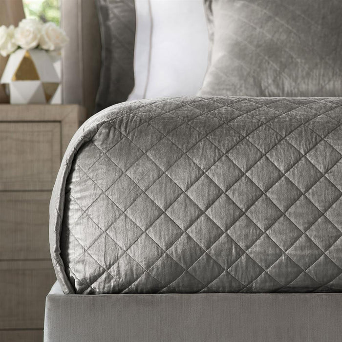 Chloe Steel Velvet Coverlets by Lili Alessandra at Fig Linens and Home