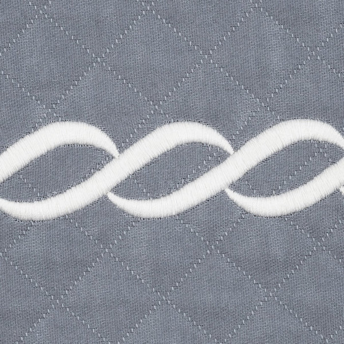 Matouk Classic Chain Scallop Matelasse Swatch Steel Blue and Bone  | Matouk at Fig Linens and Home