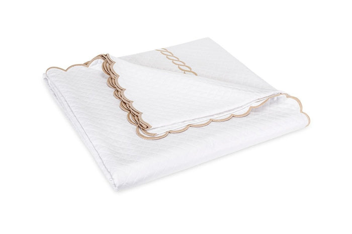 Matouk Classic Chain Scallop Matelasse coverlet dune  | Matouk at Fig Linens and Home