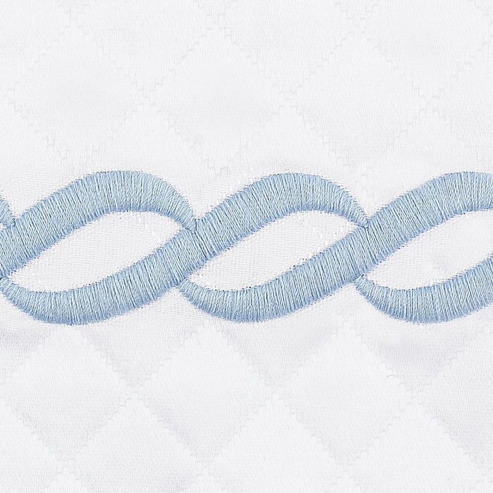 Matouk Classic Chain Scallop Matelasse Swatch Light Blue  | Matouk at Fig Linens and Home