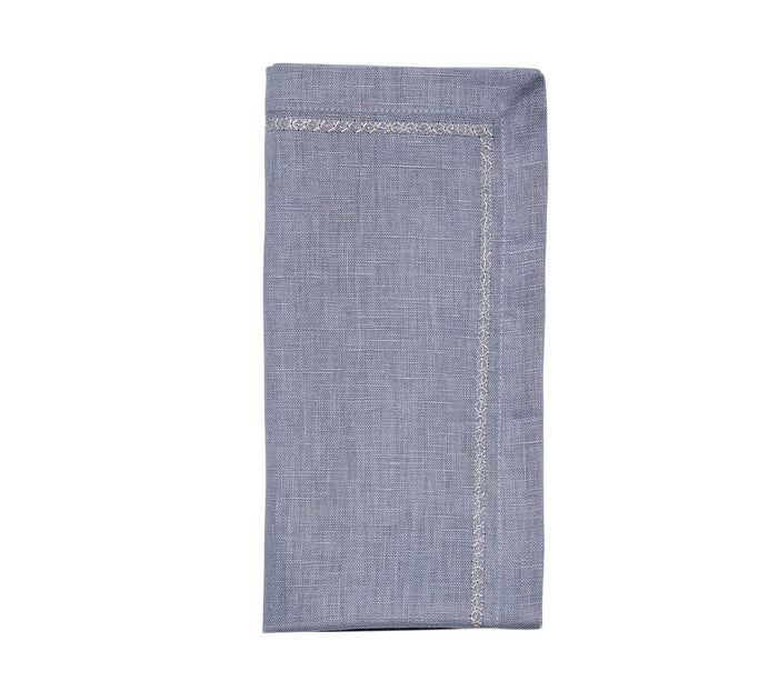 Classic Napkin in Dusty Blue | Set of 4 Napkins by Kim Seybert at Fig Linens and Home View 1