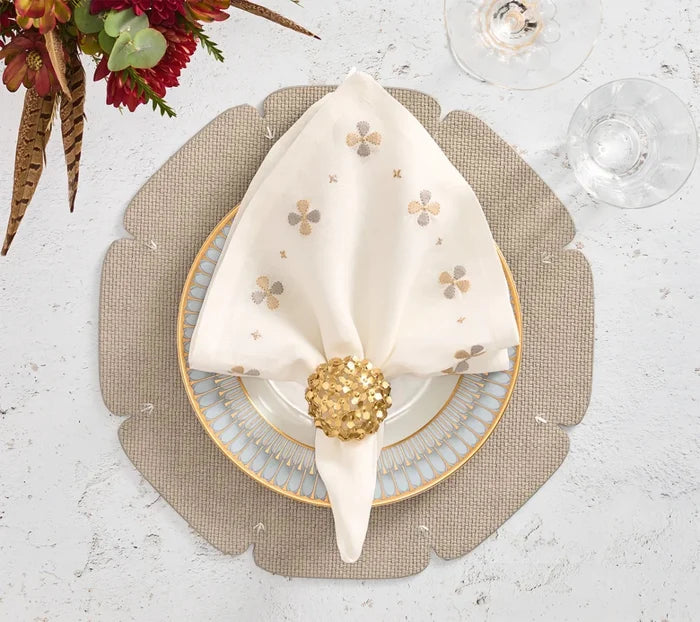Clover White/Natural/Gray Napkin Detail 4 | Kim Seybert at Fig Linens and Home