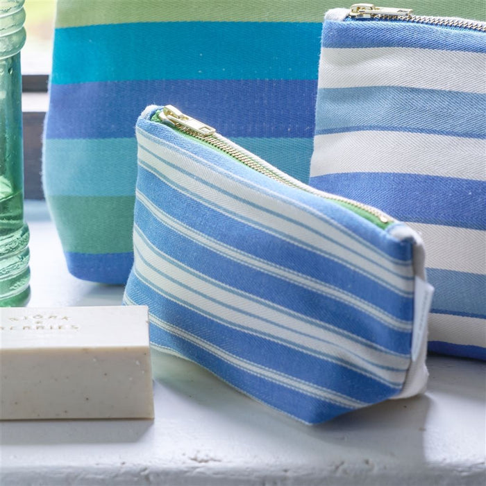 Conduit Stripe Cobalt Toiletry Bag - Designers Guild at Fig Linens and Home 133