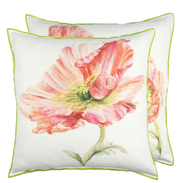 Coquelicot Coral Decorative Pillow - Designers Guild at Fig Linens and Home 95