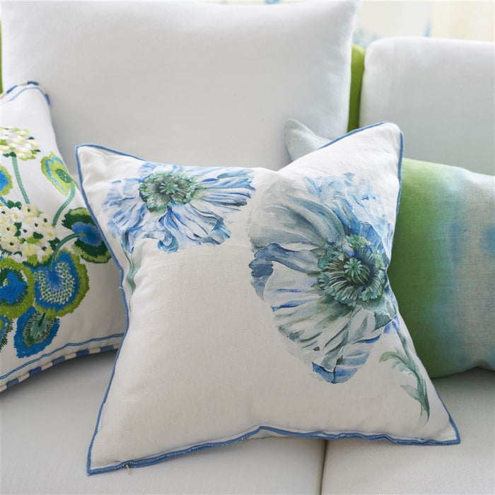 Coquelicot Delft Decorative Pillow - Designers Guild at Fig Linens and Home 20