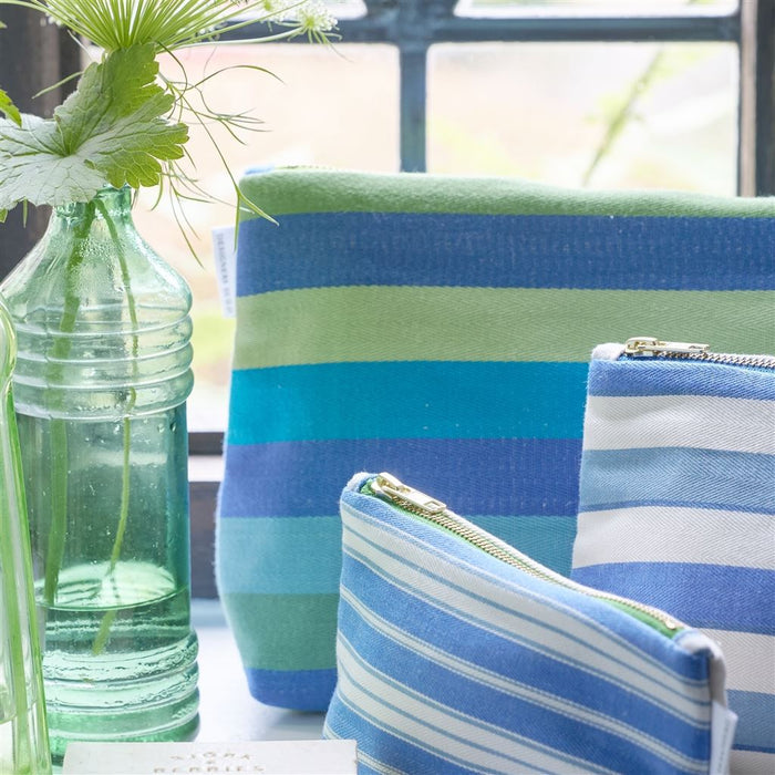 Cork Street Stripe Cobalt Large Toiletry Bag - Designers Guild at Fig Linens and Home 144