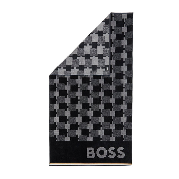 Cubo Jacquard Velour Beach Towel by Hugo Boss Home - Yves Delorme at Fig Linens and Home 1