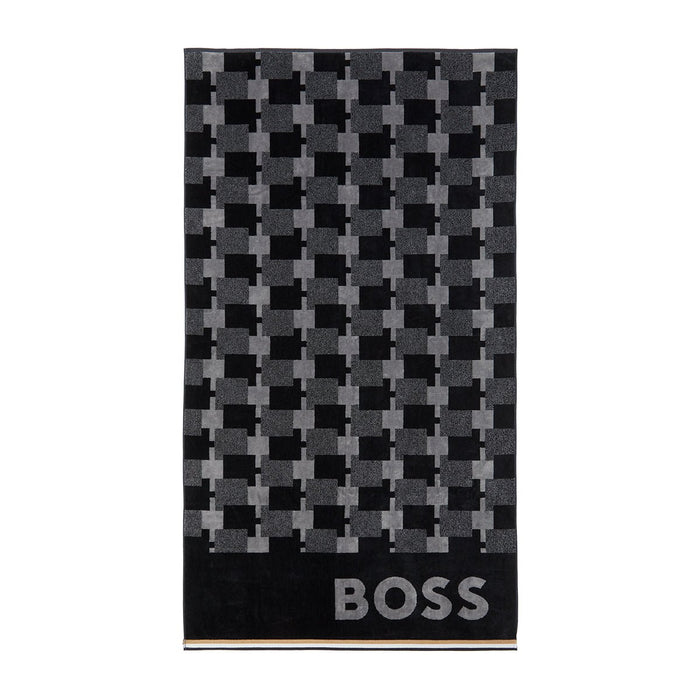 Cubo Jacquard Velour Beach Towel by Hugo Boss Home - Yves Delorme at Fig Linens and Home 2